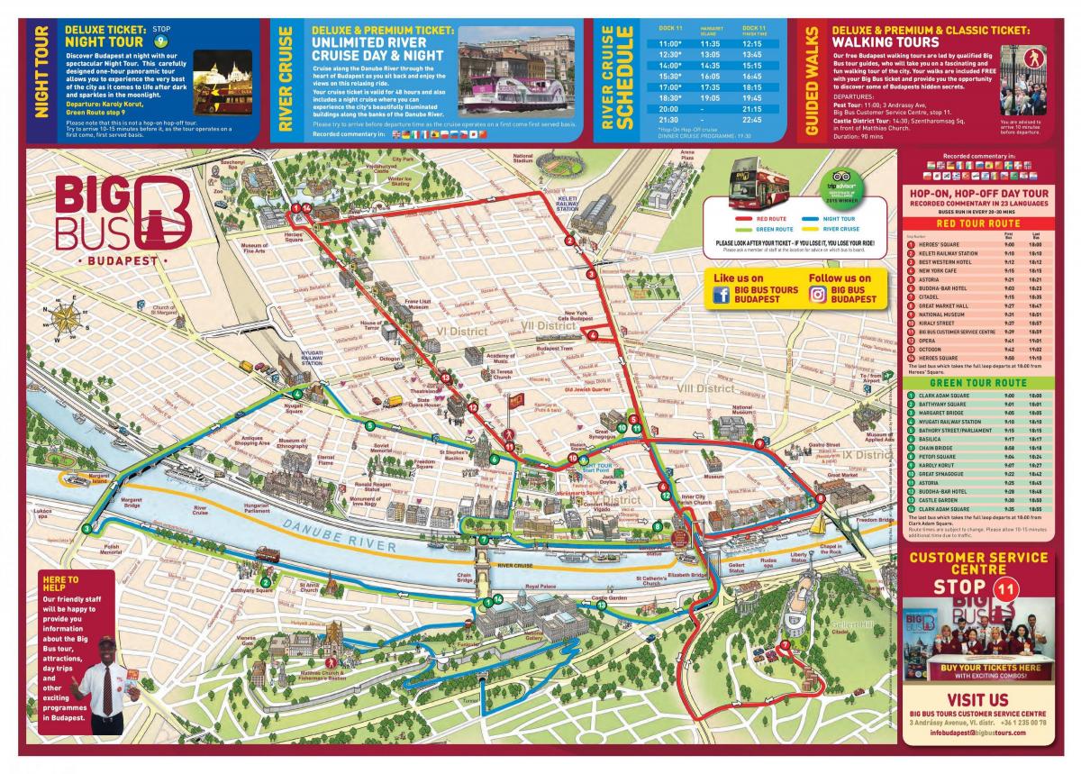 boedapest big bus tour kaart