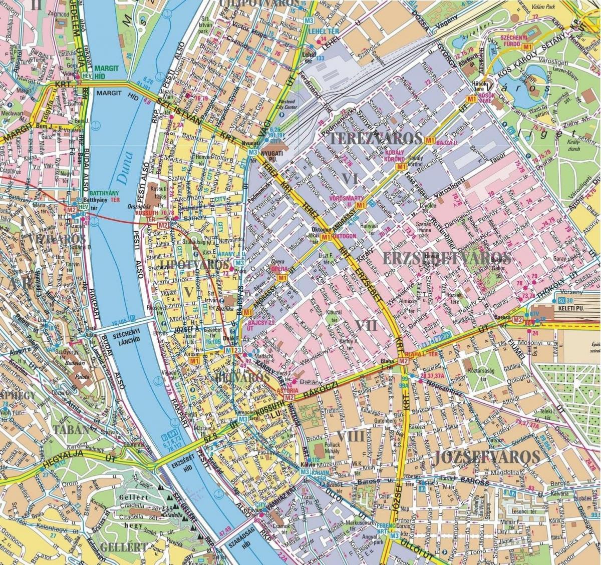 kaart van de districten in boedapest