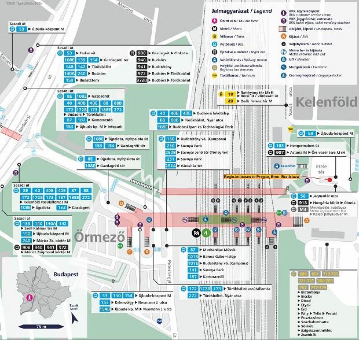 kaart van boedapest kelenfoe station