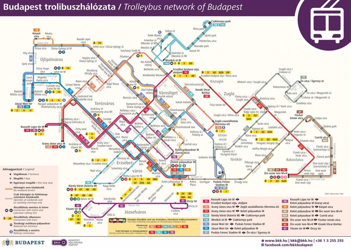 kaart van boedapest trolleybus