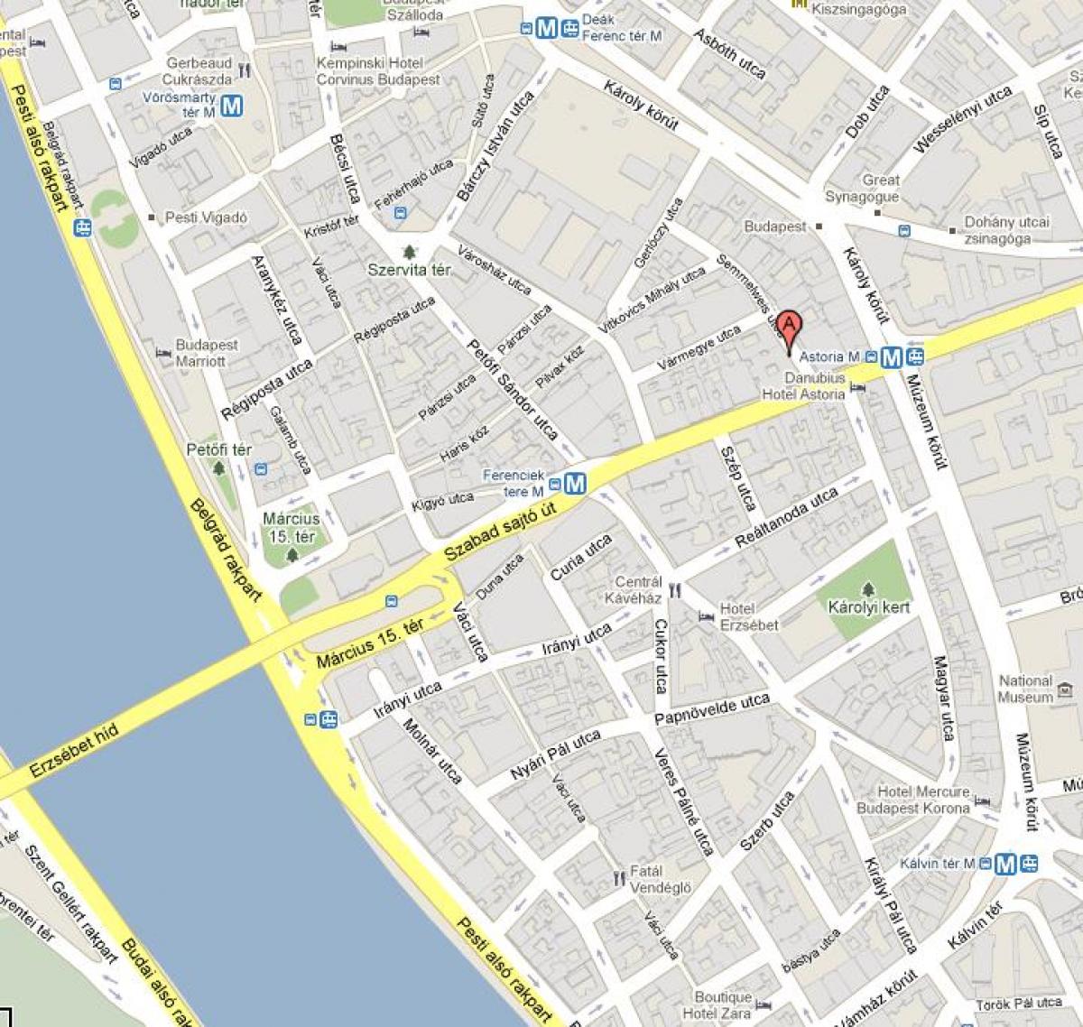 kaart van budapest hostel