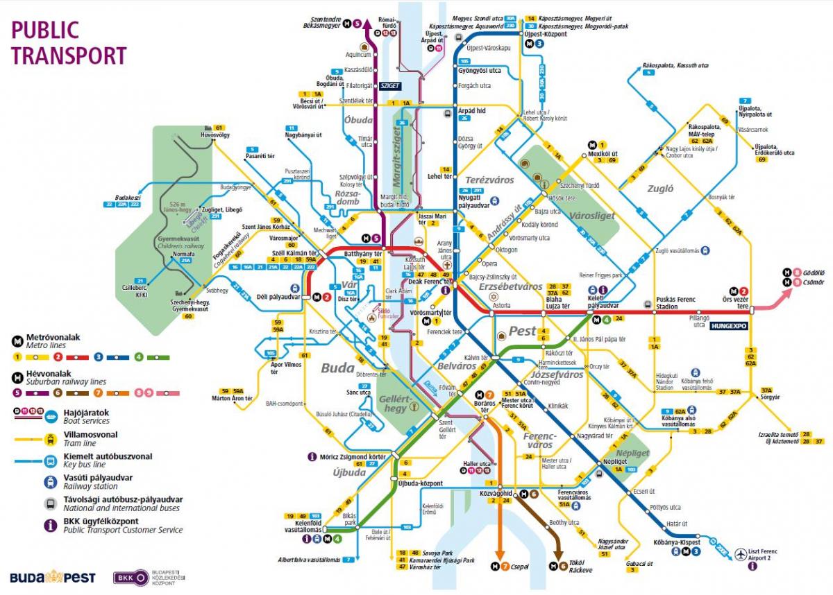 boedapest buslijnen kaart