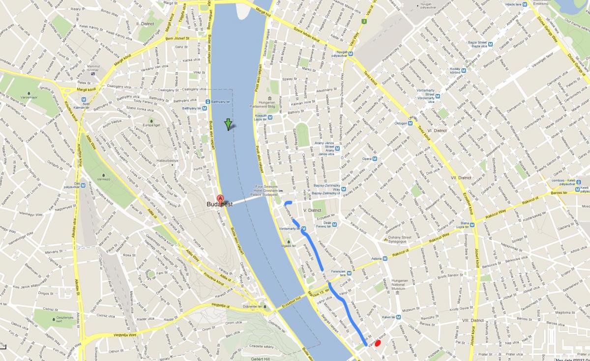 kaart van budapest vaci street