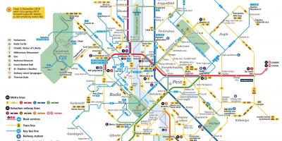 Kaart van het openbaar vervoer in boedapest