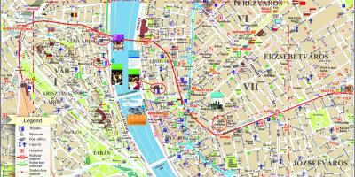 Boedapest plattegrond van de stad met attracties